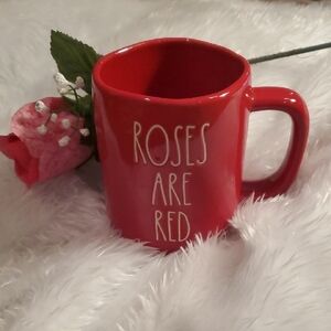 Rae Dunn Red Mug with 'Roses Are Red' Design